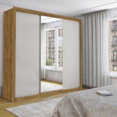 Guarda Roupa Isabela Casal 3 Portas de Correr Com Espelho Luxo Carioca Móveis