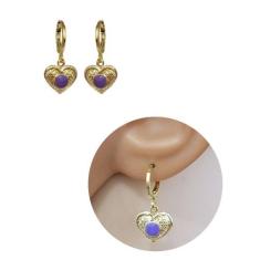 Brinco Infantil Argolinha Folheado Ouro 18k Design Coração - MIXFOLHEA