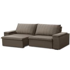 Sofá Retrátil E Reclinável 2 Lugares 205cm Kent Porta Copos No Braço Veludo Castor G22 - Gran Belo