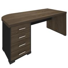 Mesa Para Escritório 4 Gavetas Lado Esquerdo 180cm Tamburato Executiva A06 Marrom/preto - Mpozenato