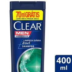 Shampoo Anticaspa Clear Men Limpeza Diária 2 em 1 com 400ml 400ml