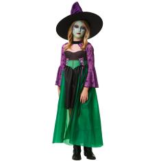 Fantasia Bruxinha Infantil Vestido Halloween Bruxa Cher Luxo