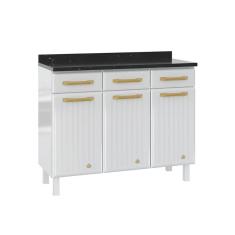 Gabinete de Cozinha Modulado Balcão Diamante 3 Portas e 3 Gavetas c/ Tampo 105cm Branco - Telasul