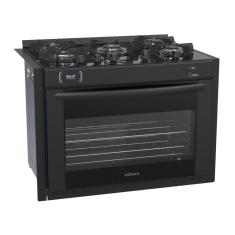 Fogao a Gas de Embutir 5 Bocas Venax Gaudi Prisma Vitreo Preto