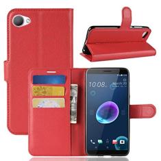 Capa para HTC Desire 12, capa carteira flip de couro PU premium com compartimento para cartão, suporte e fecho magnético [capa interior à prova de choque de TPU] Compatível com HTC Desire 12