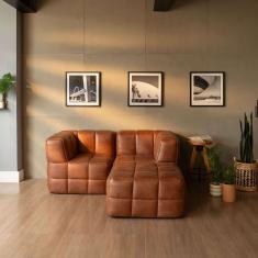 sofá guldi popup com 2 módulos canto e puff corino carao