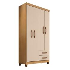 Guarda Roupa Solteiro 4 Portas e 2 Gavetas Monique Carvalho/Off White - Pallazio