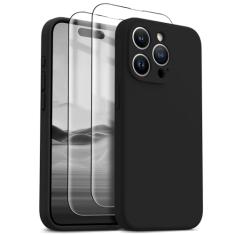 HIKII Capa para iPhone 15 Pro Max, silicone atualizado à prova de choque [pacote com 2 protetores de tela] [compatível com Magsafe] [proteção da câmera], forro de microfibra antiarranhões, 17 cm,