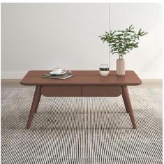 Mesa de centro oval moderna, mesa central de madeira com duas gavetas, para apartamentos pequenos, salas de estar, quartos e escritórios, fácil montagem