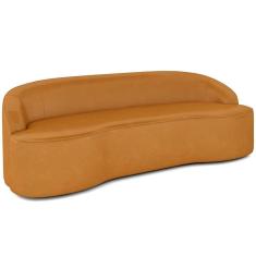 Sofá 4 Lugares Curvo Sala De Estar Living Lótus D02 Couríssimo Whisky 260 Cm B-90