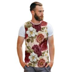 Camiseta Colorida Floral Estilo Retrô Lifestyle - Di Nuevo, Branco, GG