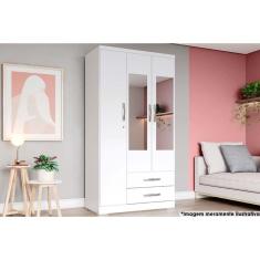 Guarda Roupa 3 Portas (2 C- Espelho) E 2 Gavetas Açaí Da133 Branco - Henn