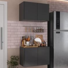 Kit Armário de Cozinha Aéreo e Balcão 2 Portas Multimóveis MP2163, Pre