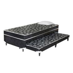 Cama Box Conjugado Solteiro com Auxiliar Espuma  0,88M Black
