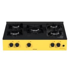 Fogao de Mesa 5 Bocas Venax Grand Petit Line Amarelo Gas Glp, Bivolt
