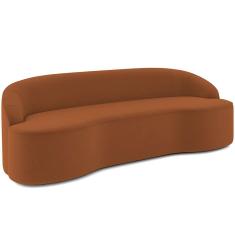 Sofá 3 Lugares Curvo Sala de Estar Living Lótus D02 Veludo Telha 180 cm C-262 - Lyam