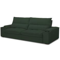 Sofá Retrátil Reclinável Para Sala de Estar Living 280cm Nápoles F04 Veludo Verde - Lyam Decor