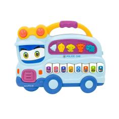 Teclado Piano Musical Bebe Brinquedo Infantil Divertido Som Carros Policia Azul