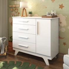 Cômoda Infantil 1 Porta 4 Gavetas 119cm 100% MDF Kakau Retrô Yescasa