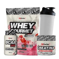 Kit Whey Protein Refil + Creatina 300g + BCAA cáps + Coqueteleira - FN Forbis Nutrition-Unissex
