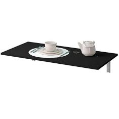 Mesa Dobrável de Parede Cozinha Escritório Slim L03 Suspensa 120x45 BP Preto Fosco - Lyam Decor
