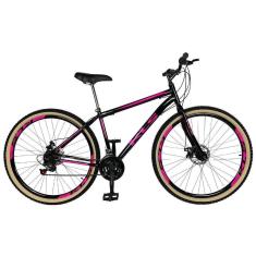 Bicicleta Aro 29 Sport Gold Freio Disco 21 Marchas Mtb Kls Preto Com Pink