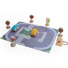 Brinquedo Estrada com Carrinhos e Acessórios em Madeira - LM100 - Lume