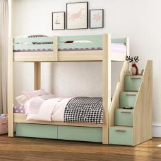 Beliche Infanto Juvenil 2 Gavetões Escada com 4 Gavetas Star Plus Casa Tema Natural/Menta