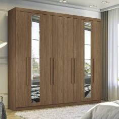 Guarda-roupa 8 Portas 4 Gavetas Master New com Espelho Jatoba