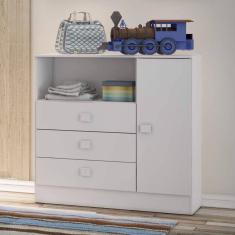 Cômoda de Bebê 3 Gavetas 1 Porta 1360 Baby Móveis Percasa Branco