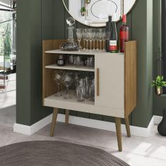 Aparador 1 Porta Vintage Retrô Café Ii Móveis Bechara Cinamomo/Off-White