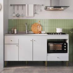 Balcão de Cozinha Multiuso 180cm BM06 Decibal Branco Branco