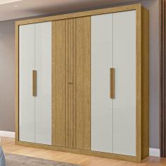 Guarda-Roupa Casal Montecarlo 100% Mdf 6 Portas 3 Gavetas Marrocos/Off White - Mx Móveis
