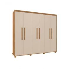 Guarda Roupa Casal Madri 100% Mdf Pés Madeira Camas Fênix cinomomo-off White