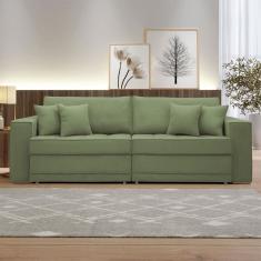 Sofá Cama 3 Lugares Noel Retrátil 20591 Boucle Verde - Celflex