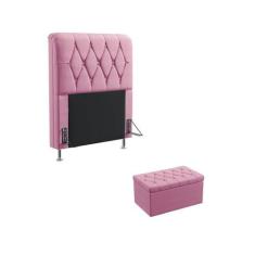 Kit Cabeceira Estofada Sirius 90 Para Cama de Solteiro e Calçadeira Sa