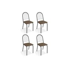 Cadeira Sala de Jantar Noruega 4C077PRF Kit 4 Un Preto Fosco/Courano M