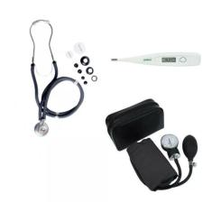 Kit Esfigmomanometro + Esteto Rappaport Duplo + Termometro - Premium, 