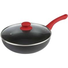 Panela Wok Linha Aroma 24Cm Tampa Antiaderente Mor - Preta