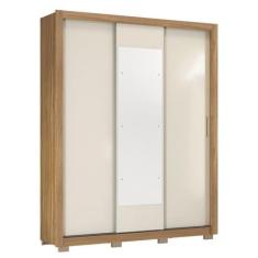 Guarda Roupa Casal 3 Portas Vero c/ Pés e Espelho 32270PE Amêndola Tou
