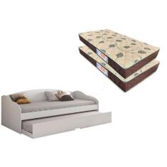 Colchão Solteiro D28 Comfortpedic (2un) + Sofá Cama Funny II Branco - 
