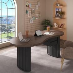 Mesa para Escritório Diretor Organic com 2 Gavetas Charuto/Preto