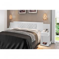 Cabeceira Box Bruna Branco Com Capitonê Branco