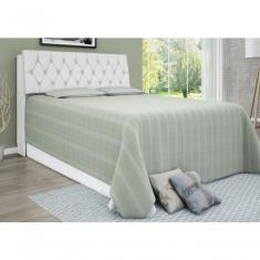 Cabeceira Box Casal Isis Branco Com Capitonê Branco