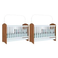 Berço Infantil Bala De Menta 3 Em 1 (2 Un) Rústico/branco - Henn