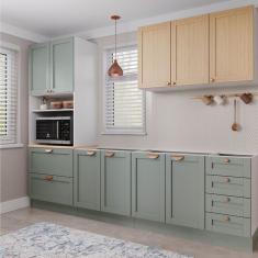 Cozinha Modulada 4 Peças Sem Tampo 1 Torre 1 Aéreo 2 Balcões Arizona Cabecasa Madeiramadeira Figueira-menta