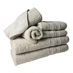 Jogo De Toalhas 6 Pçs Luxo 2 Banho 2 Rosto 2 Tapete Bege