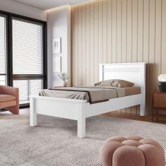 Cama De Solteiro Conquista Mel Com Ripas Largas De Mdf - 102 Branco