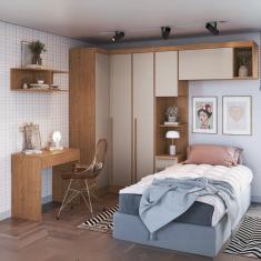 Guarda-roupa Solteiro Modulado 6 Peças Infinity Cedro/Duna