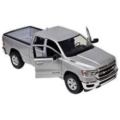 Caminhonete Coleção Miniatura Dodge Ram Prata Metal Welly 1:24